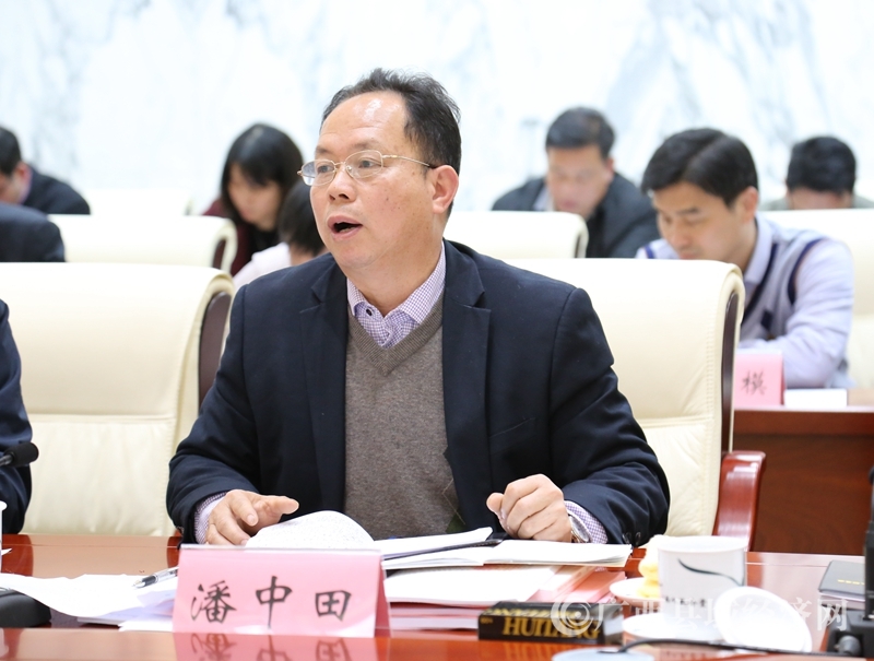 贺州学院教授潘中田在会上代表“现代农业及农产品加工业发展”讨论组作建议汇总发言。